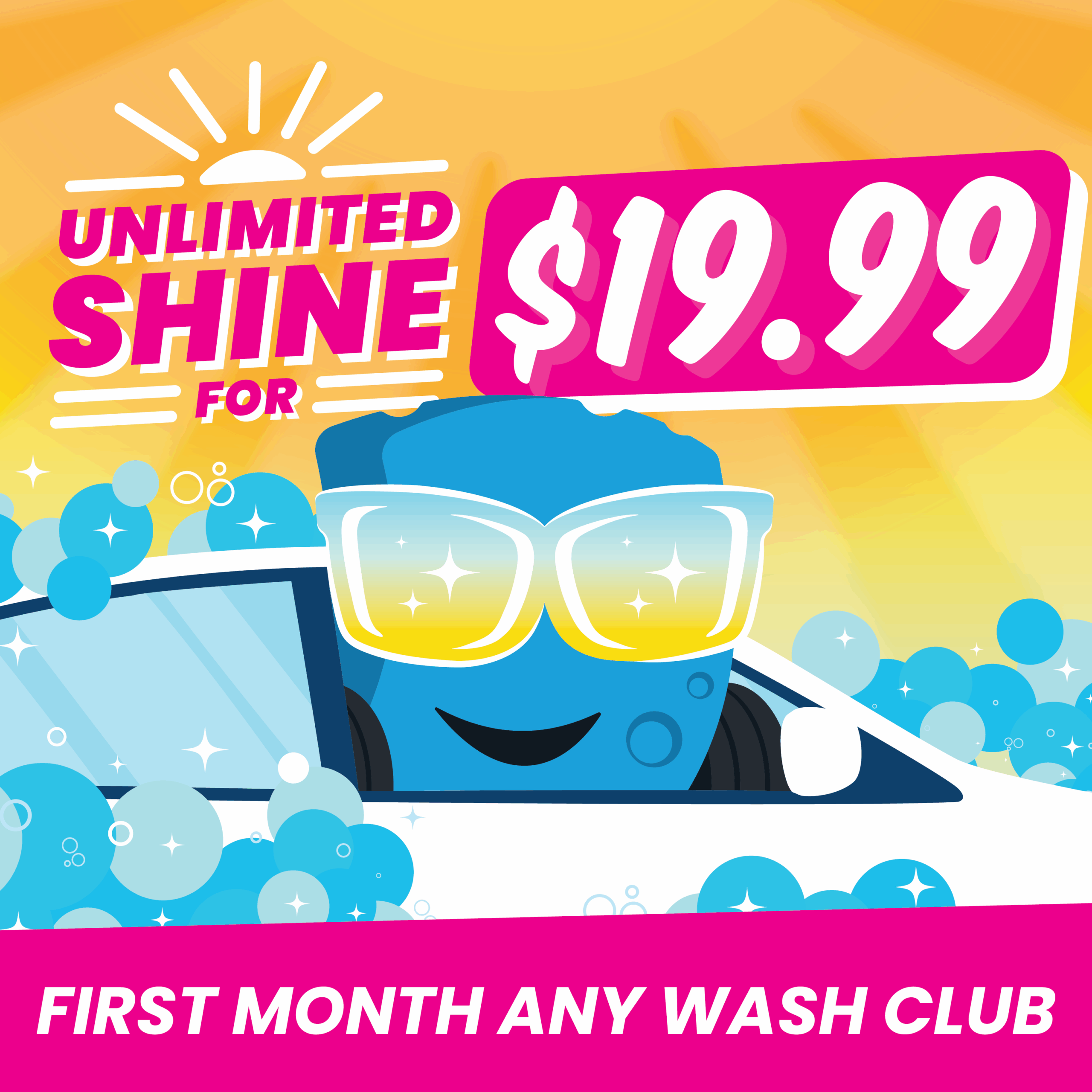 Unlimited Shine for $19.99 – First Month Any Wash Club with Soapy Joe’s Car Wash